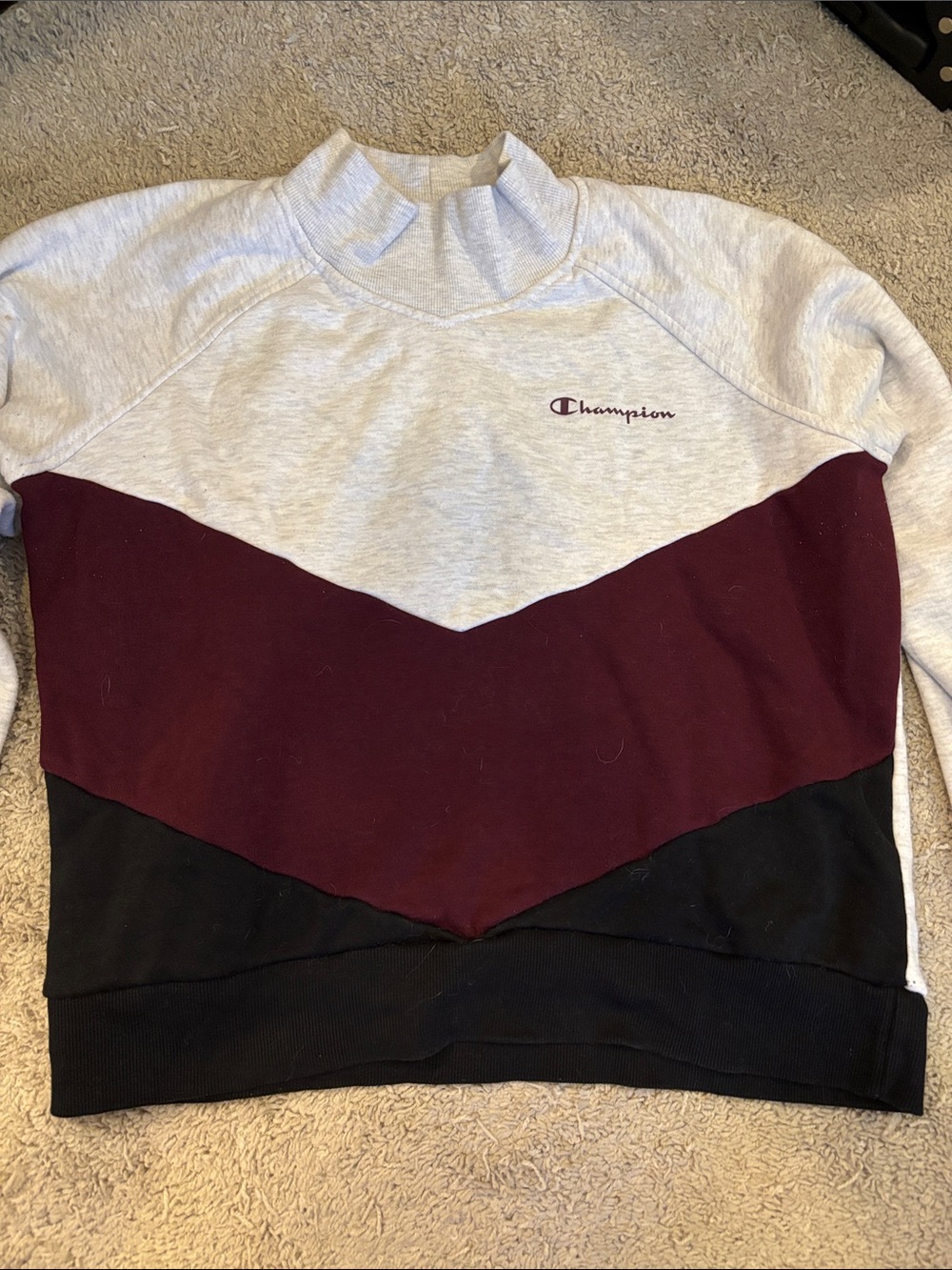 Champion Chevron Colorblock Pullover Sweatshirt - Cream, Burgundy, Black